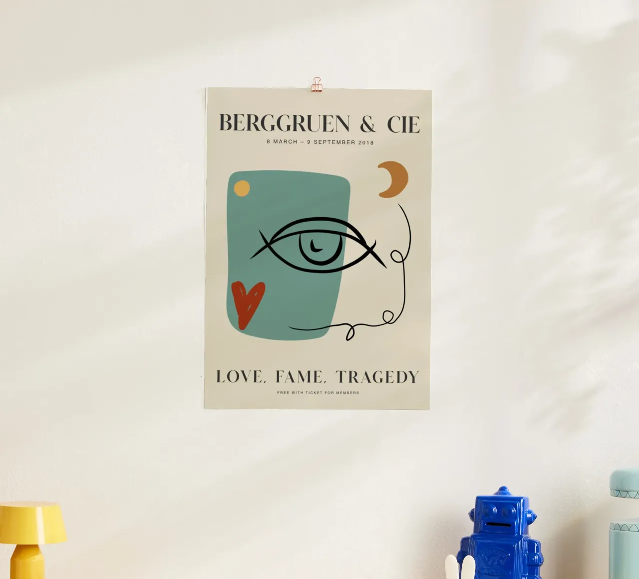 Modern Abstract Gezicht Oog Berggruen Tentoonstellingsprint poster met kunststof frame van homdeco