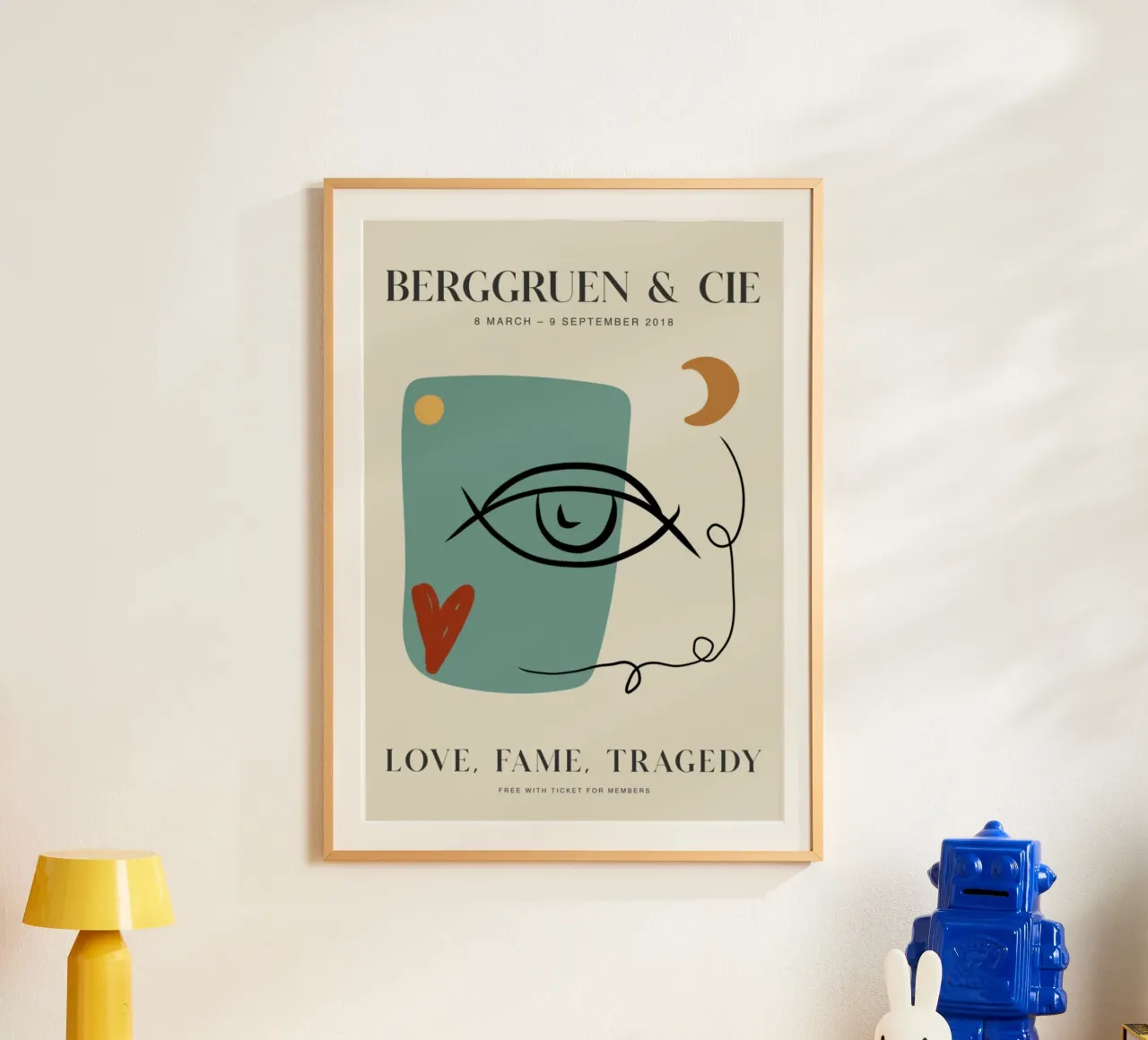 Modern Abstract Gezicht Oog Berggruen Tentoonstellingsprint poster met kunststof frame van homdeco