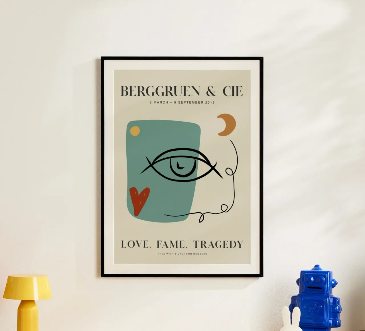 Modern Abstract Gezicht Oog Berggruen Tentoonstellingsprint poster met kunststof frame van homdeco