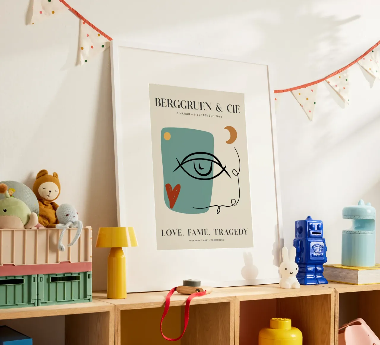 Modern Abstract Gezicht Oog Berggruen Tentoonstellingsprint poster met kunststof frame van homdeco