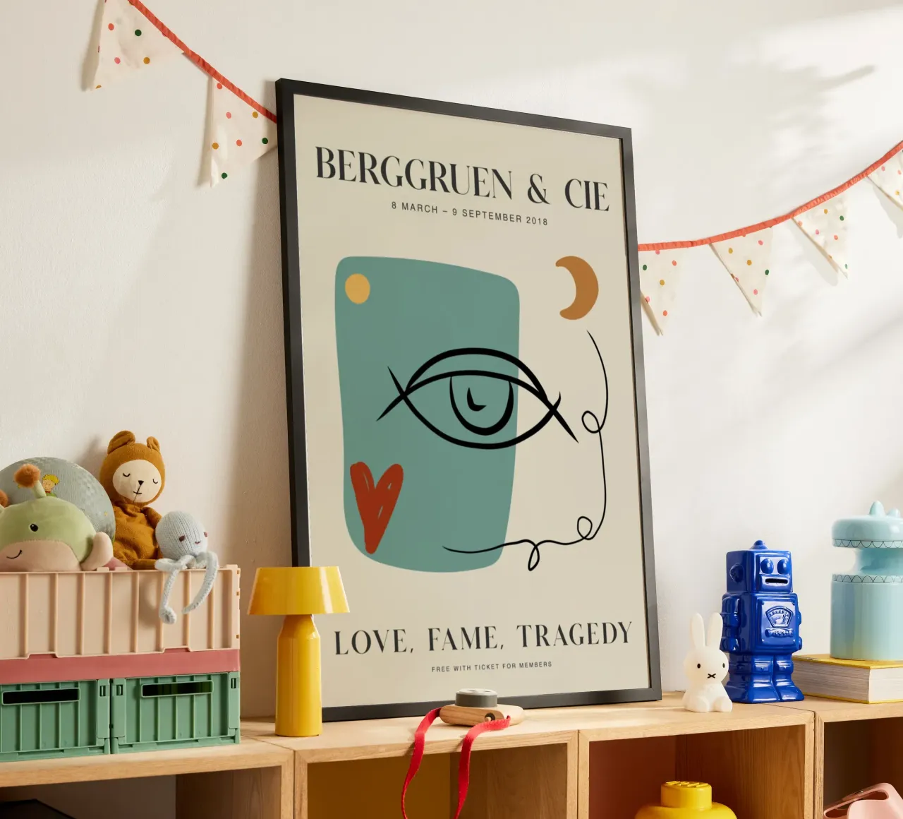 Modern Abstract Gezicht Oog Berggruen Tentoonstellingsprint poster met kunststof frame van homdeco