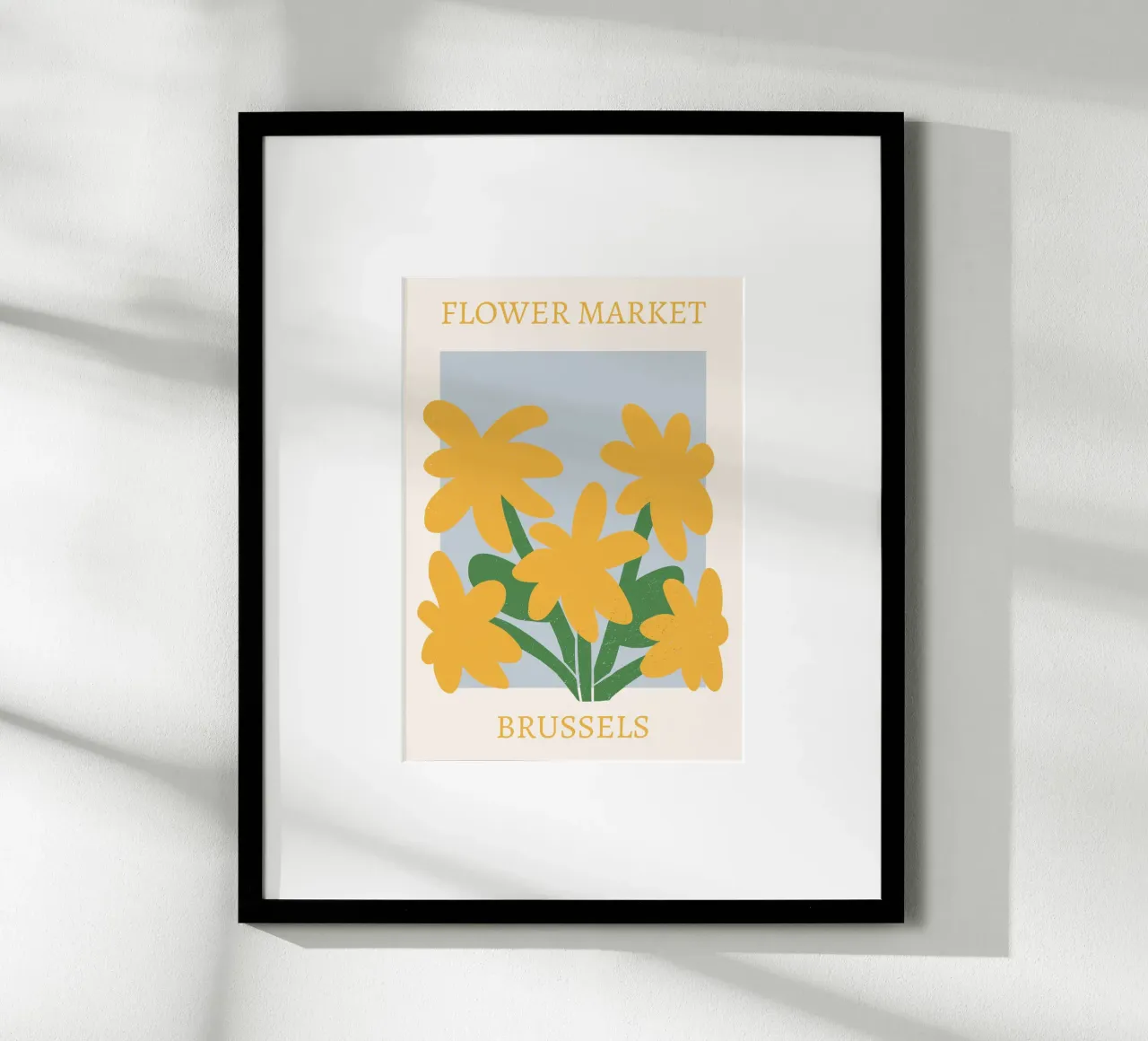 Mercato dei fiori di Bruxelles - Stampa floreale moderna poster con telaio in plastica da homdeco