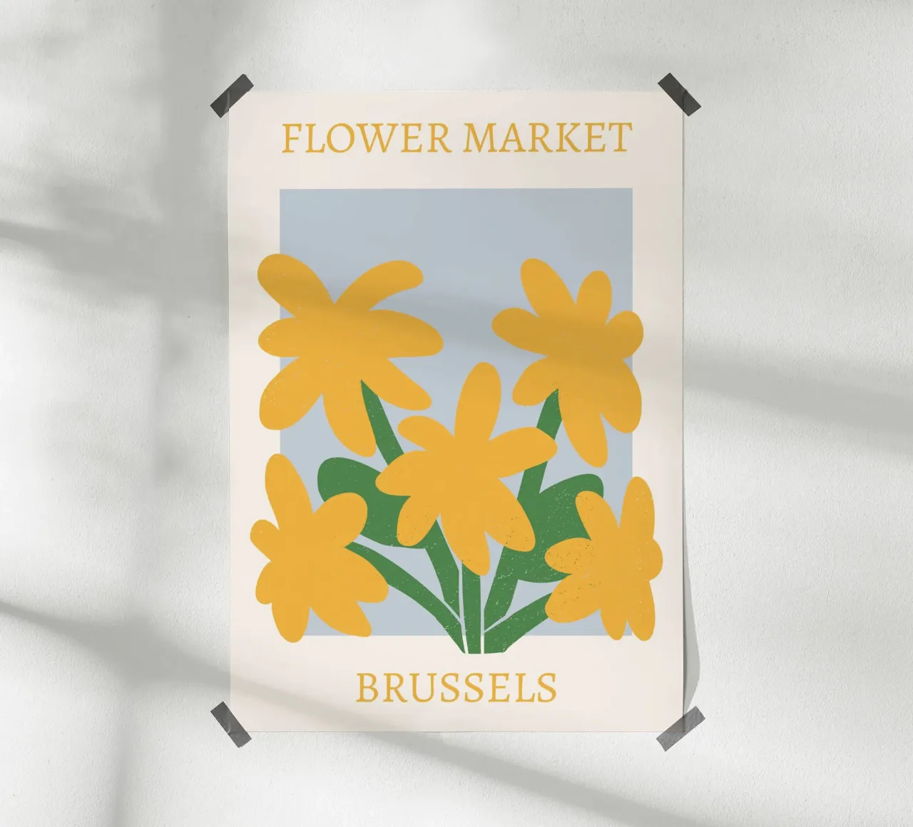 Mercato dei fiori di Bruxelles - Stampa floreale moderna poster con telaio in plastica da homdeco