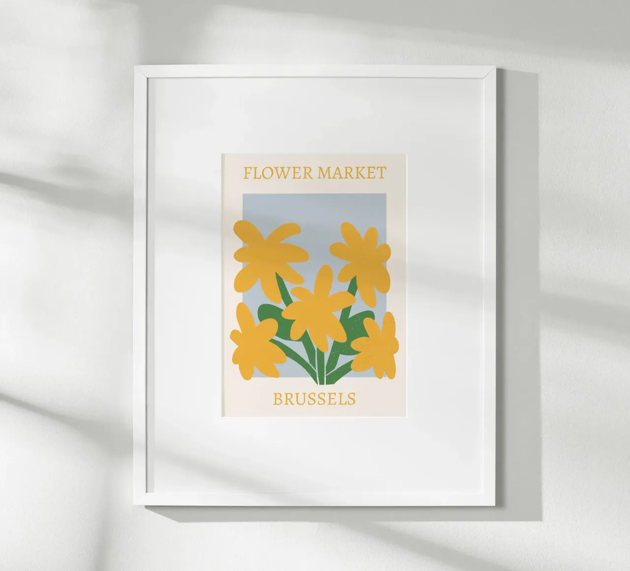 Mercato dei fiori di Bruxelles - Stampa floreale moderna poster con telaio in plastica da homdeco