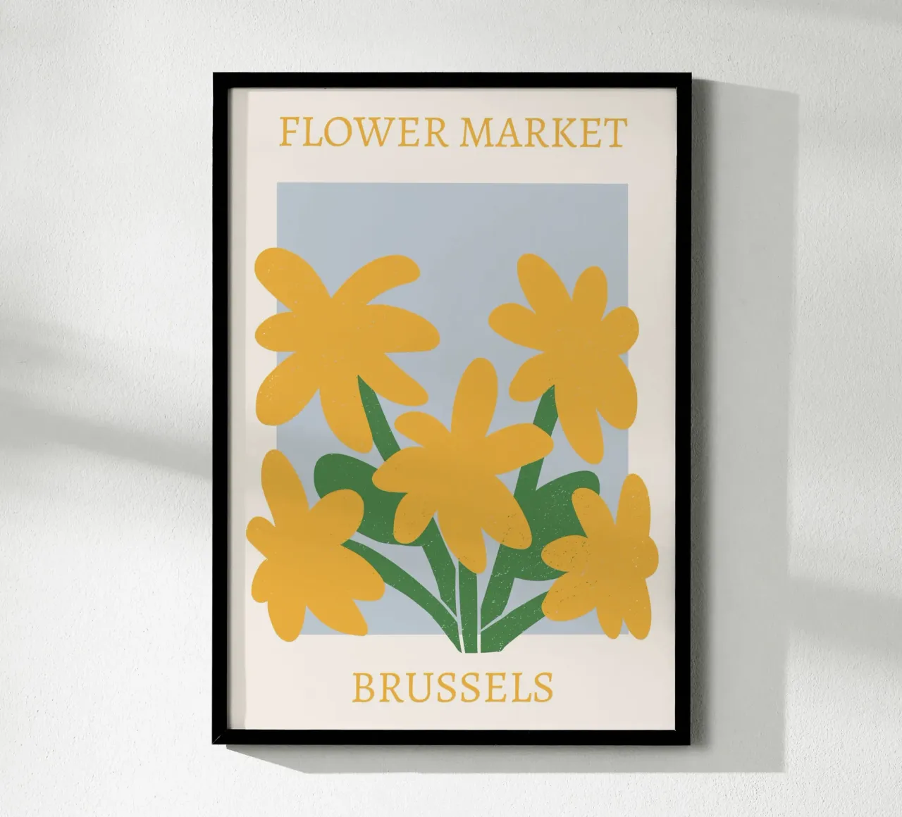 Mercato dei fiori di Bruxelles - Stampa floreale moderna poster con telaio in plastica da homdeco