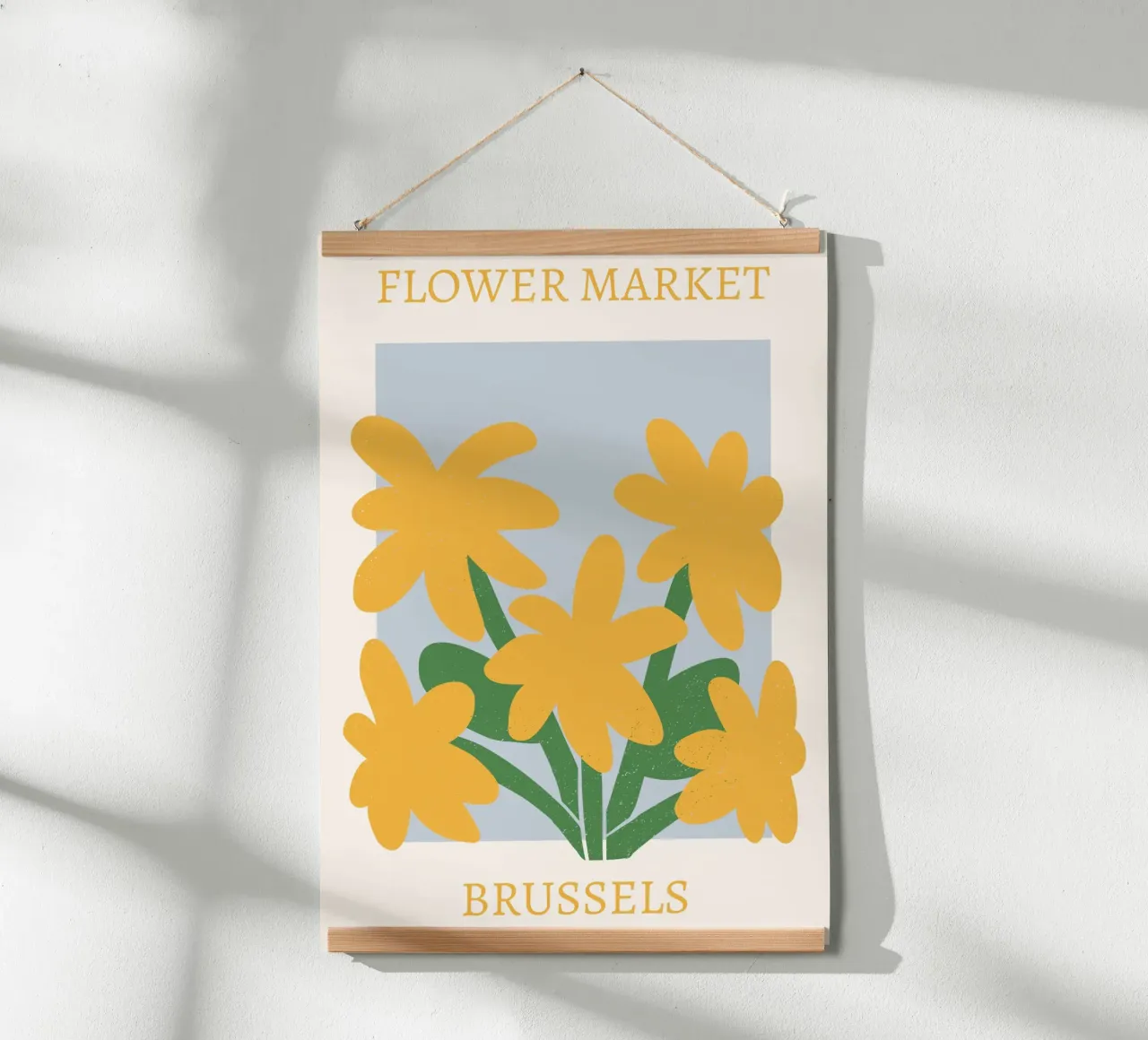 Mercato dei fiori di Bruxelles - Stampa floreale moderna poster con telaio in plastica da homdeco