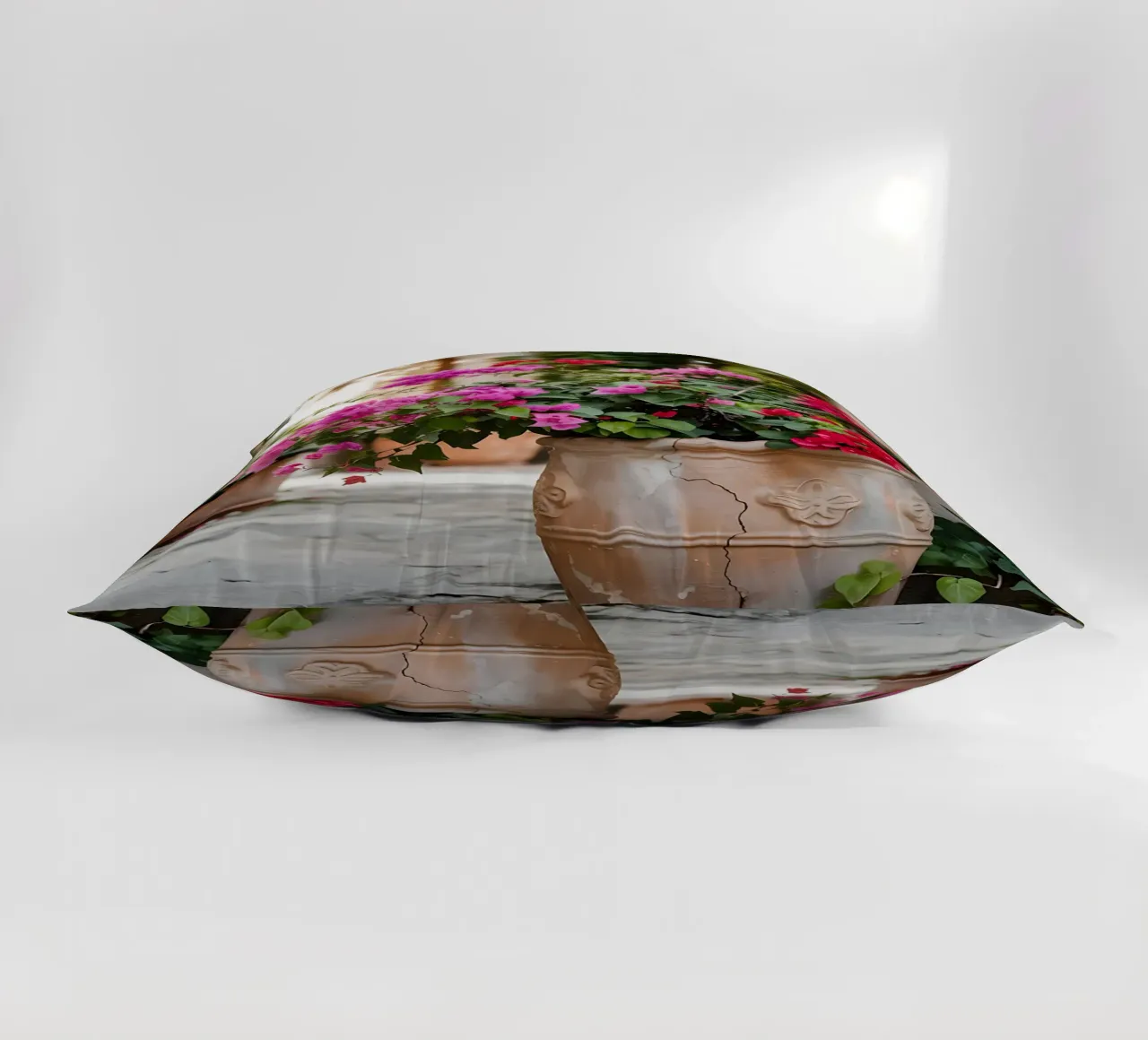 Bougainvillea in a pot on a sunny laneway decorative cushion by Casa Limon