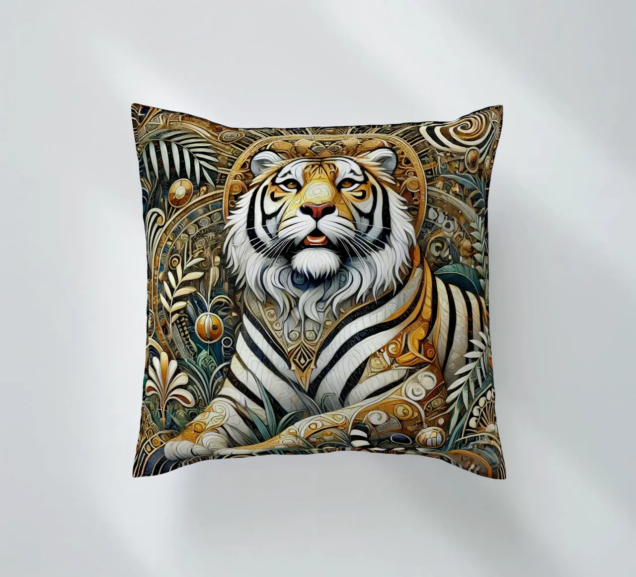 Tigri nella giungla cuscino da Art-Nouveau-Dsg