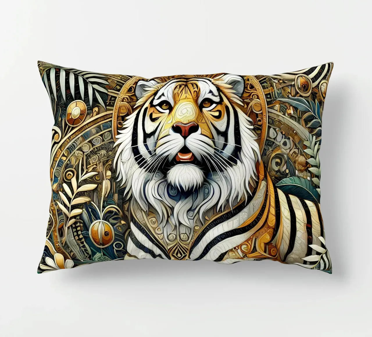 Tigri nella giungla cuscino da Art-Nouveau-Dsg