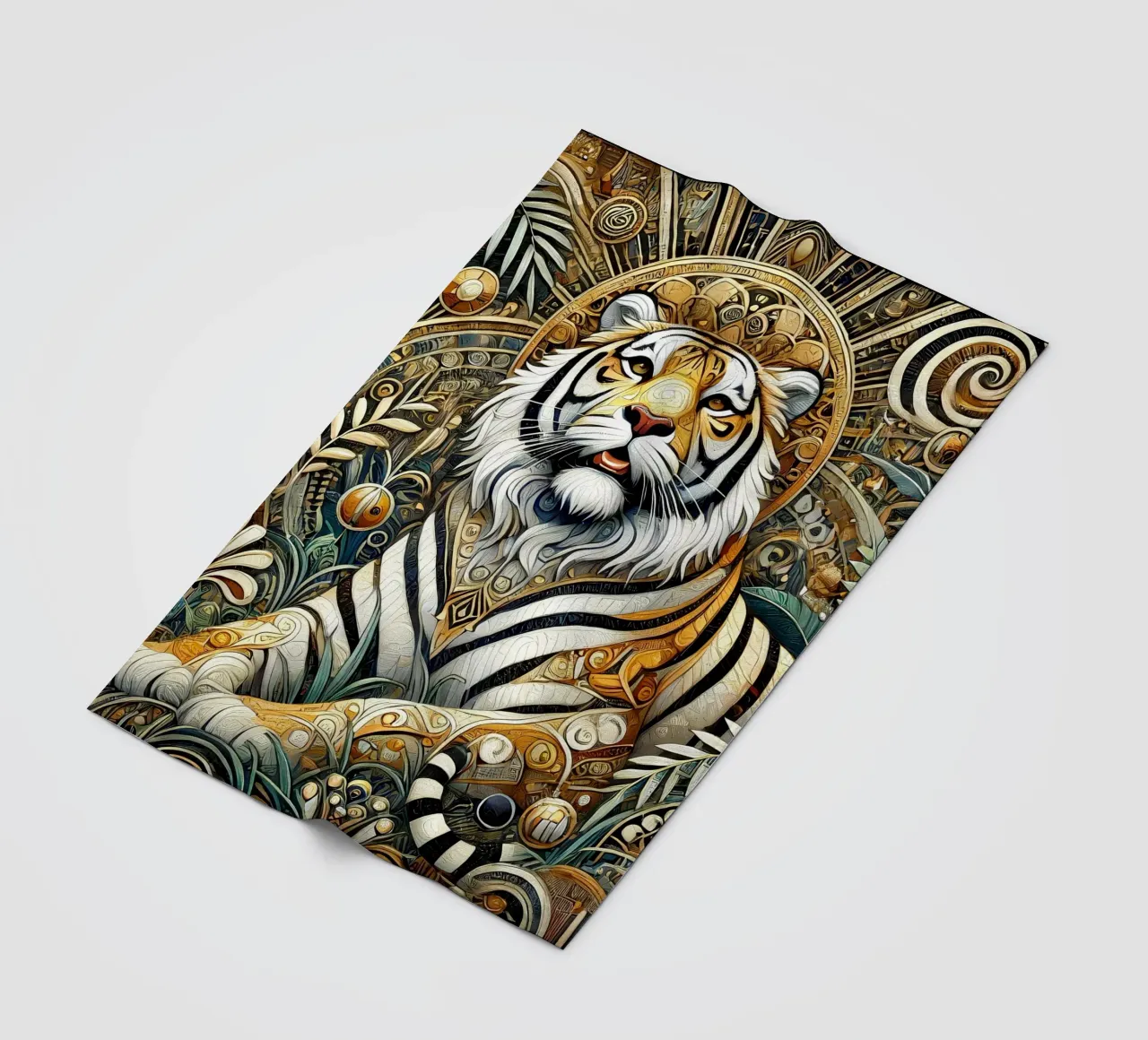 Tigri nella giungla coperta in pile da Art-Nouveau-Dsg