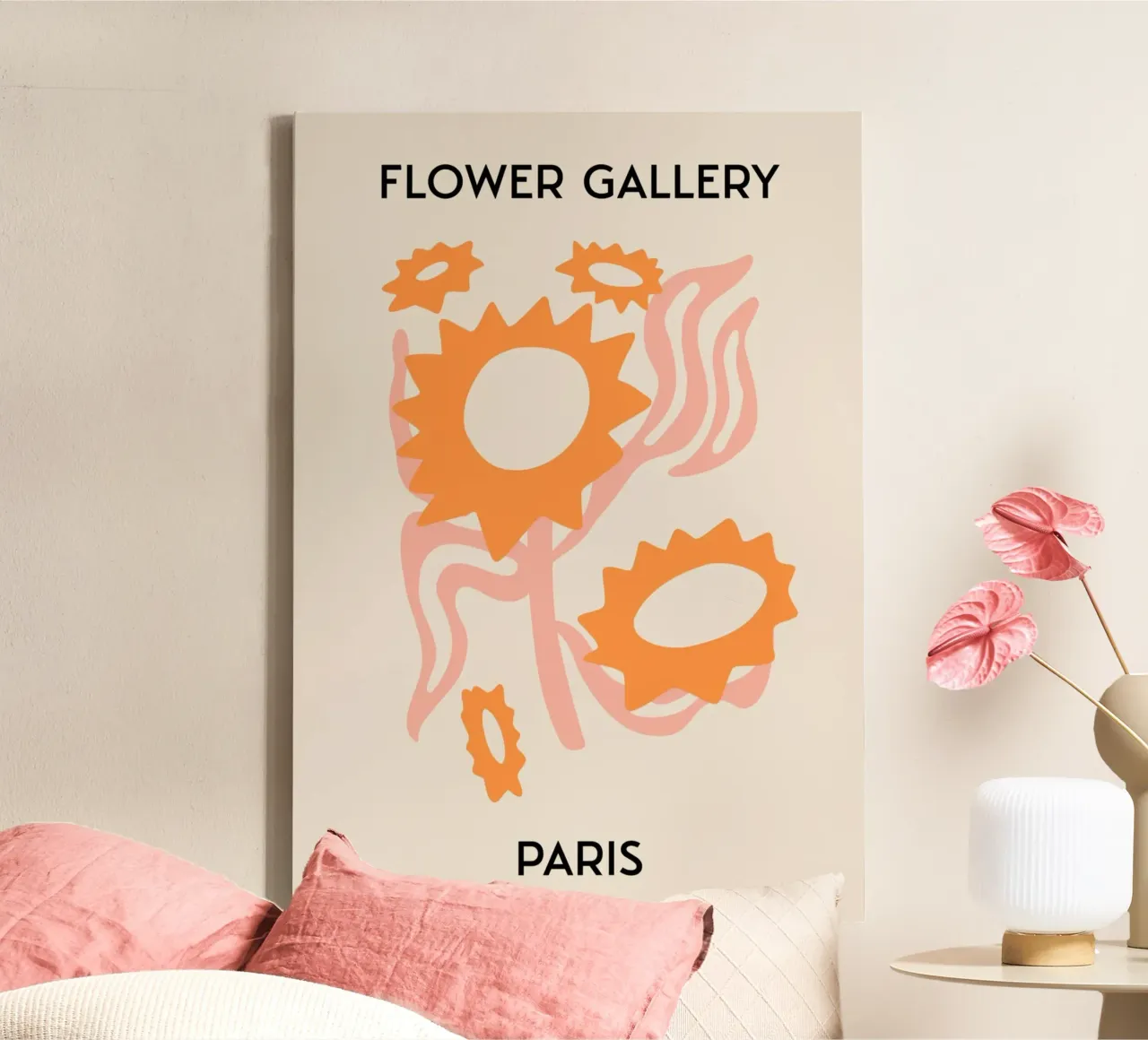 Paris Flower Gallery Abstract Zonnebloemen Print - Moderne Kunst canvas met Baklijst van homdeco