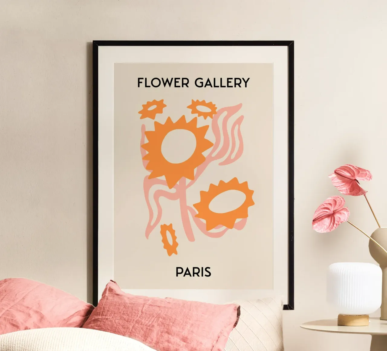 Paris Flower Gallery Abstract Zonnebloemen Print - Moderne Kunst poster van homdeco