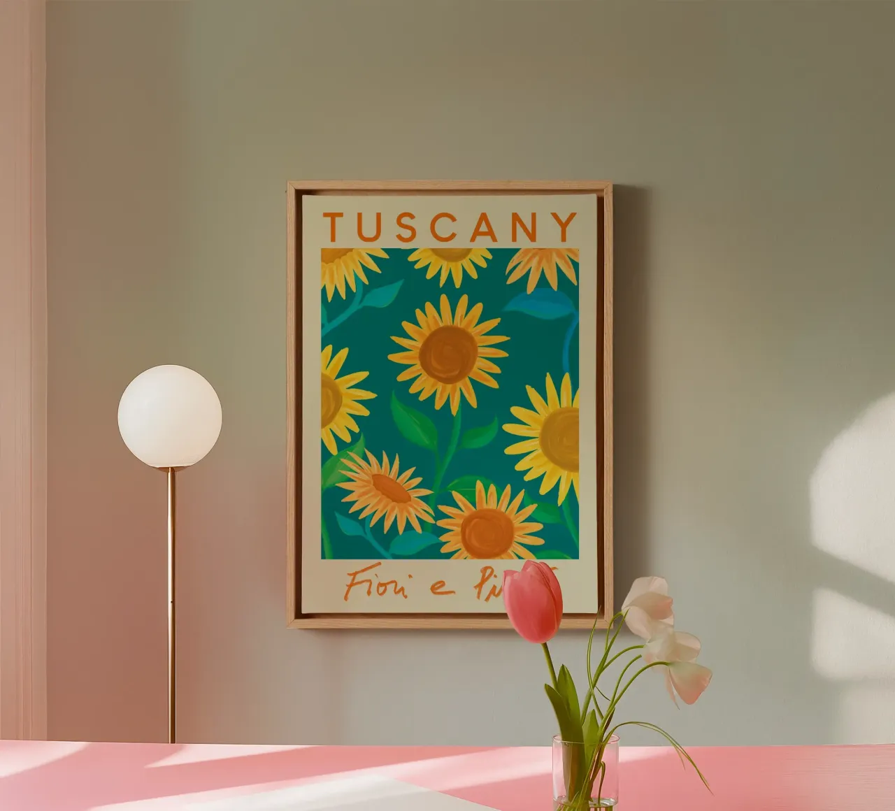 Tuscany Fiori e Piante - Stampa di campi di girasoli vivaci tela con Cornice a cassetta da homdeco