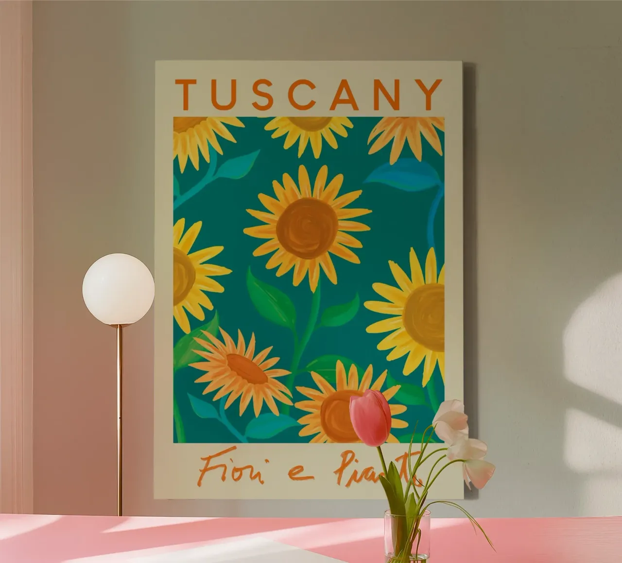 Tuscany Fiori e Piante - Stampa di campi di girasoli vivaci tela con Cornice a cassetta da homdeco