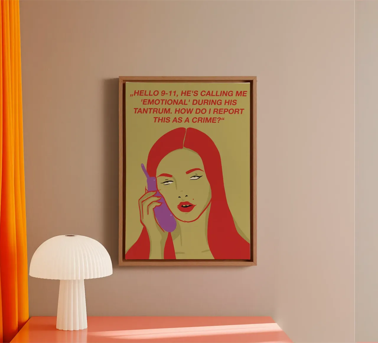 CIAO 9-11, MI CHIAMA 'EMOTIVO' DURANTE I SUOI CAPRICCI. tela con Cornice a cassetta da Lisa Jureczko Arts Illustration