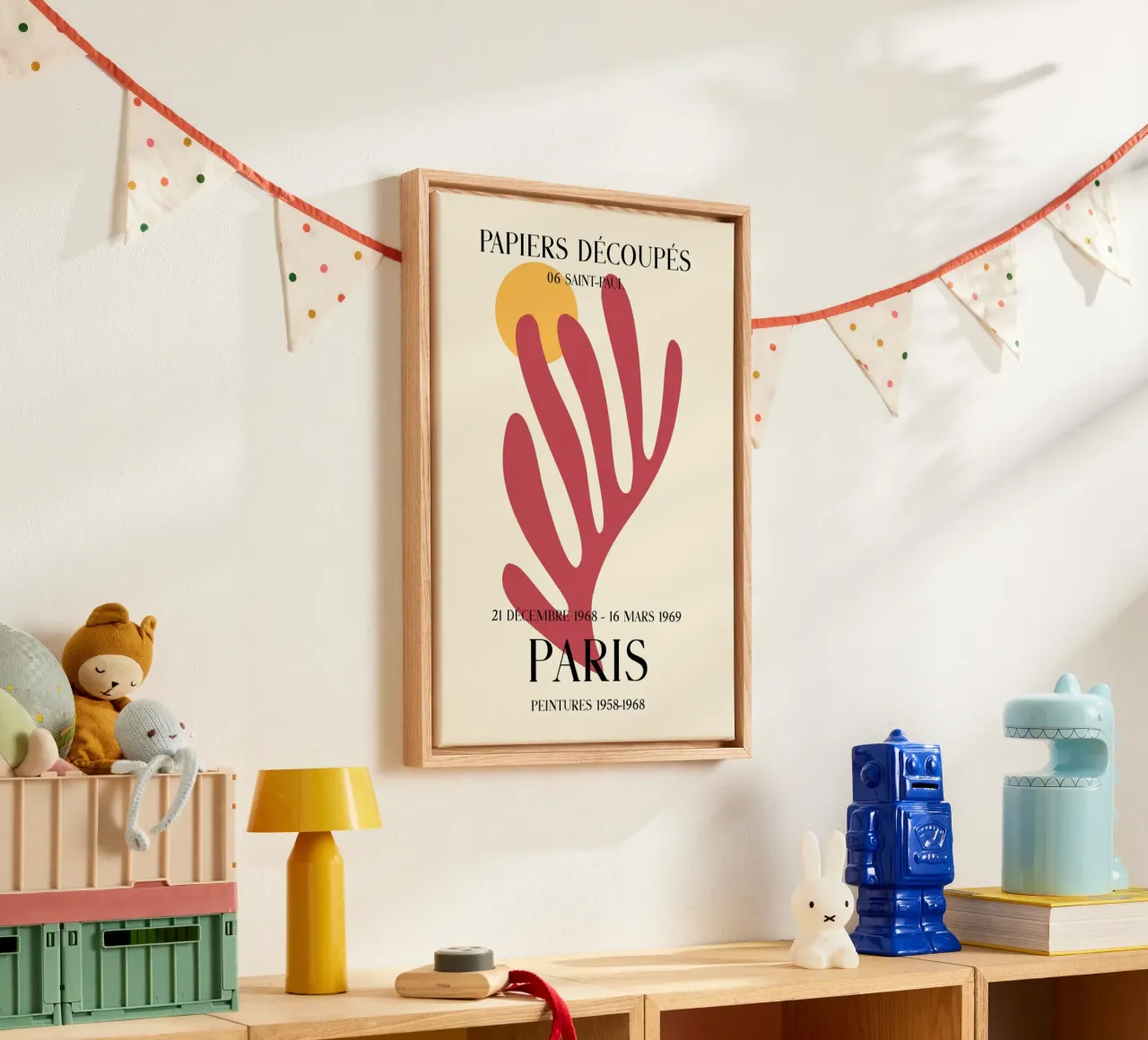 Matisse Papiers Découpés Rood Blad Parijs Print canvas met Baklijst van homdeco
