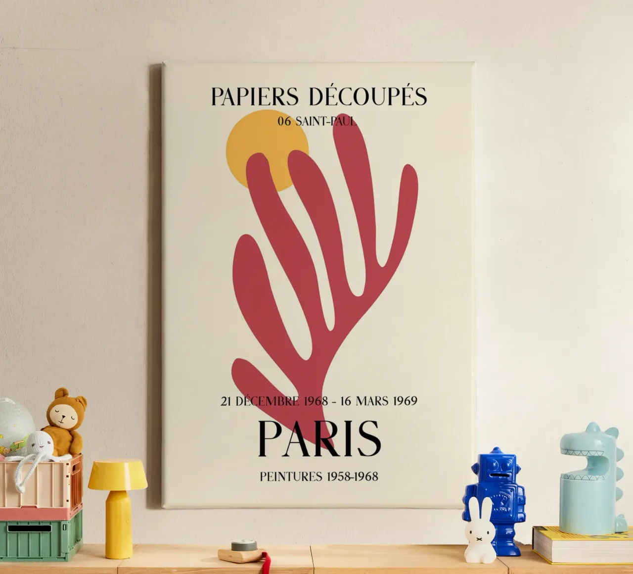 Matisse Papiers Découpés Rood Blad Parijs Print canvas met Baklijst van homdeco