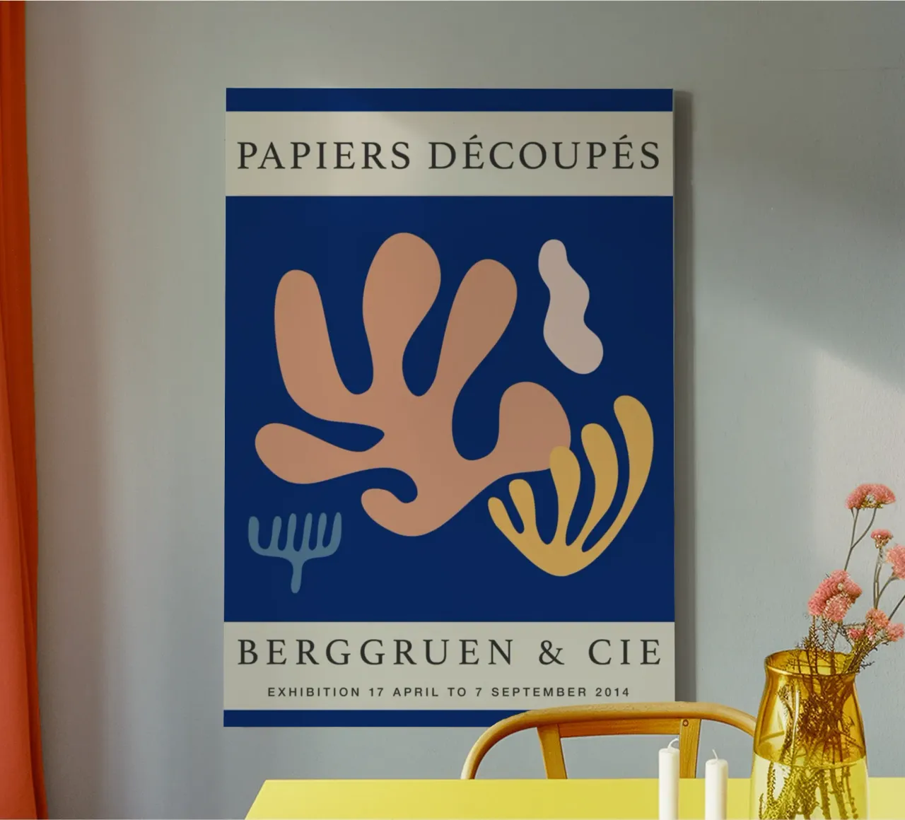 Matisse Papiers Découpés Abstract Coral Print - Berggruen canvas with Floater frame by homdeco
