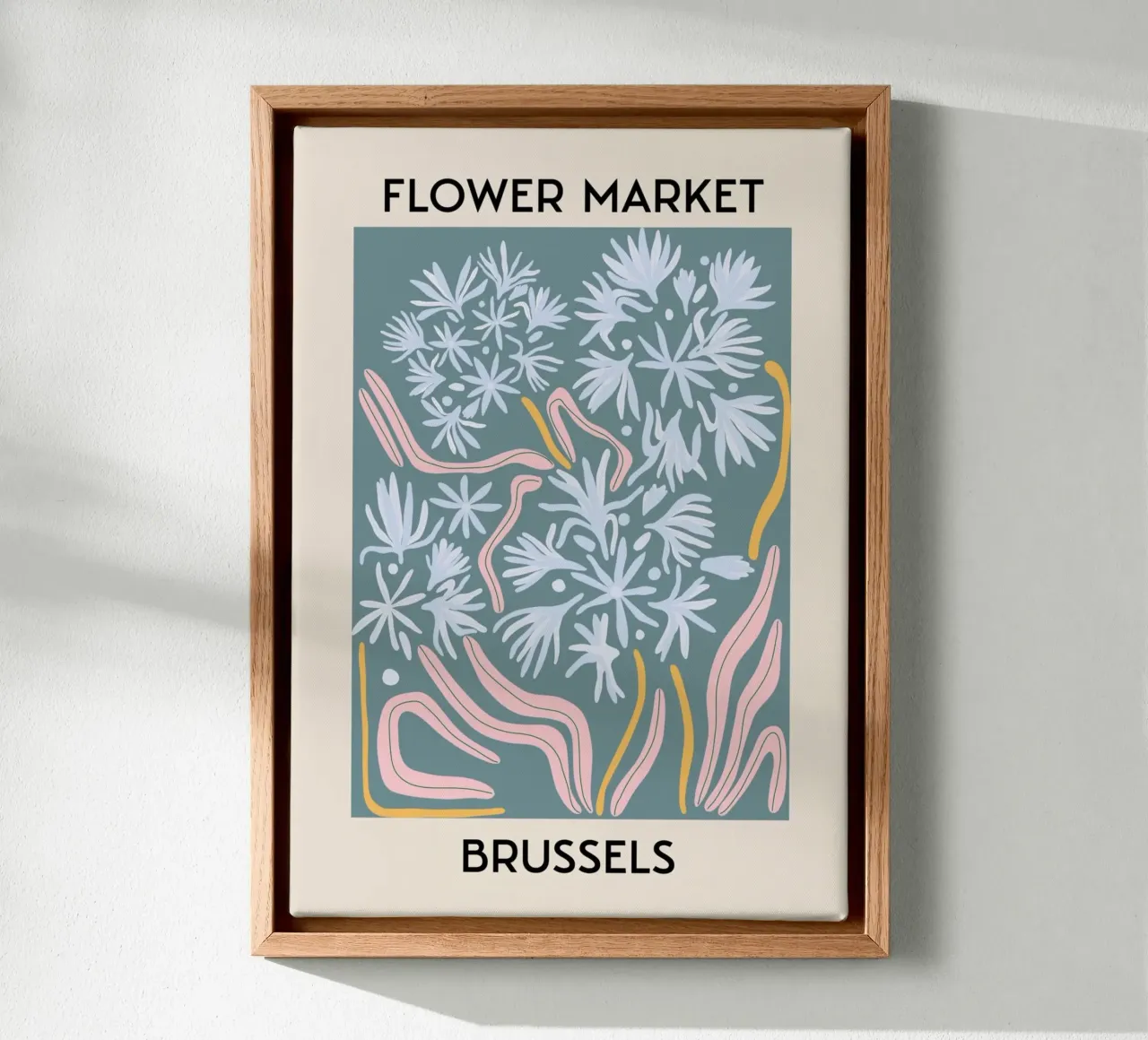 Bloemenmarkt Brussel Abstracte Botanische Print - Modern canvas met Baklijst van homdeco
