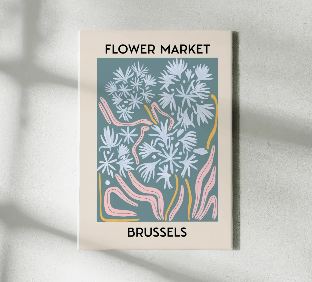 Bloemenmarkt Brussel Abstracte Botanische Print - Modern canvas met Baklijst van homdeco