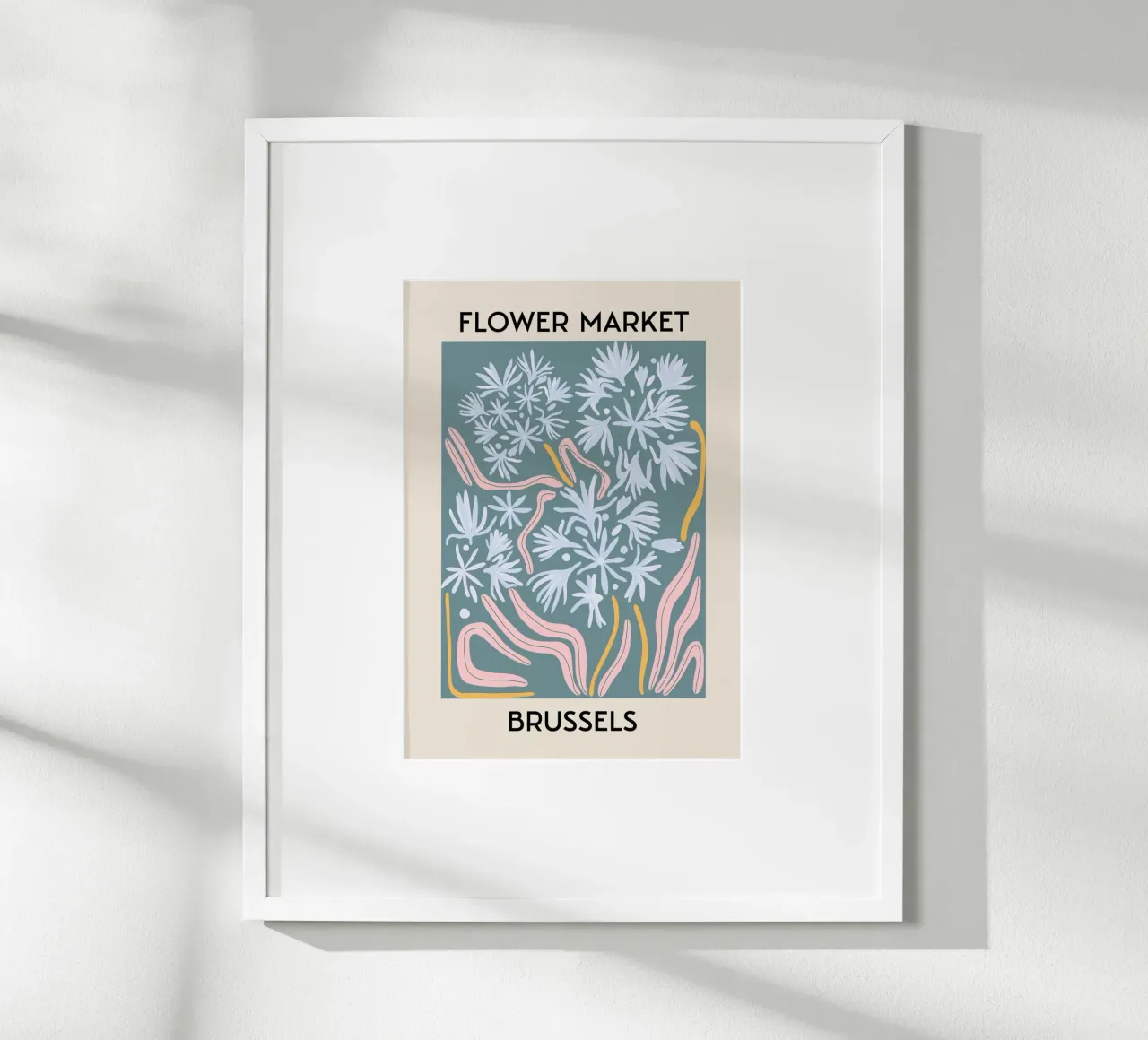 Mercato dei fiori di Bruxelles Stampa botanica astratta - Moderna poster con telaio in legno da homdeco