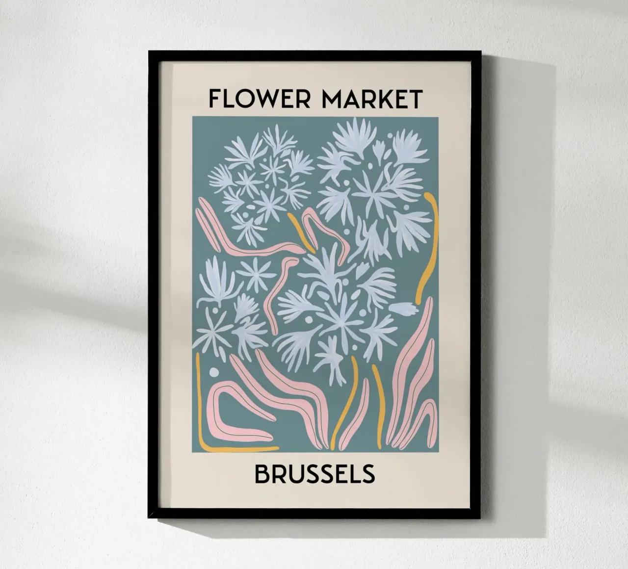 Mercato dei fiori di Bruxelles Stampa botanica astratta - Moderna poster con telaio in legno da homdeco