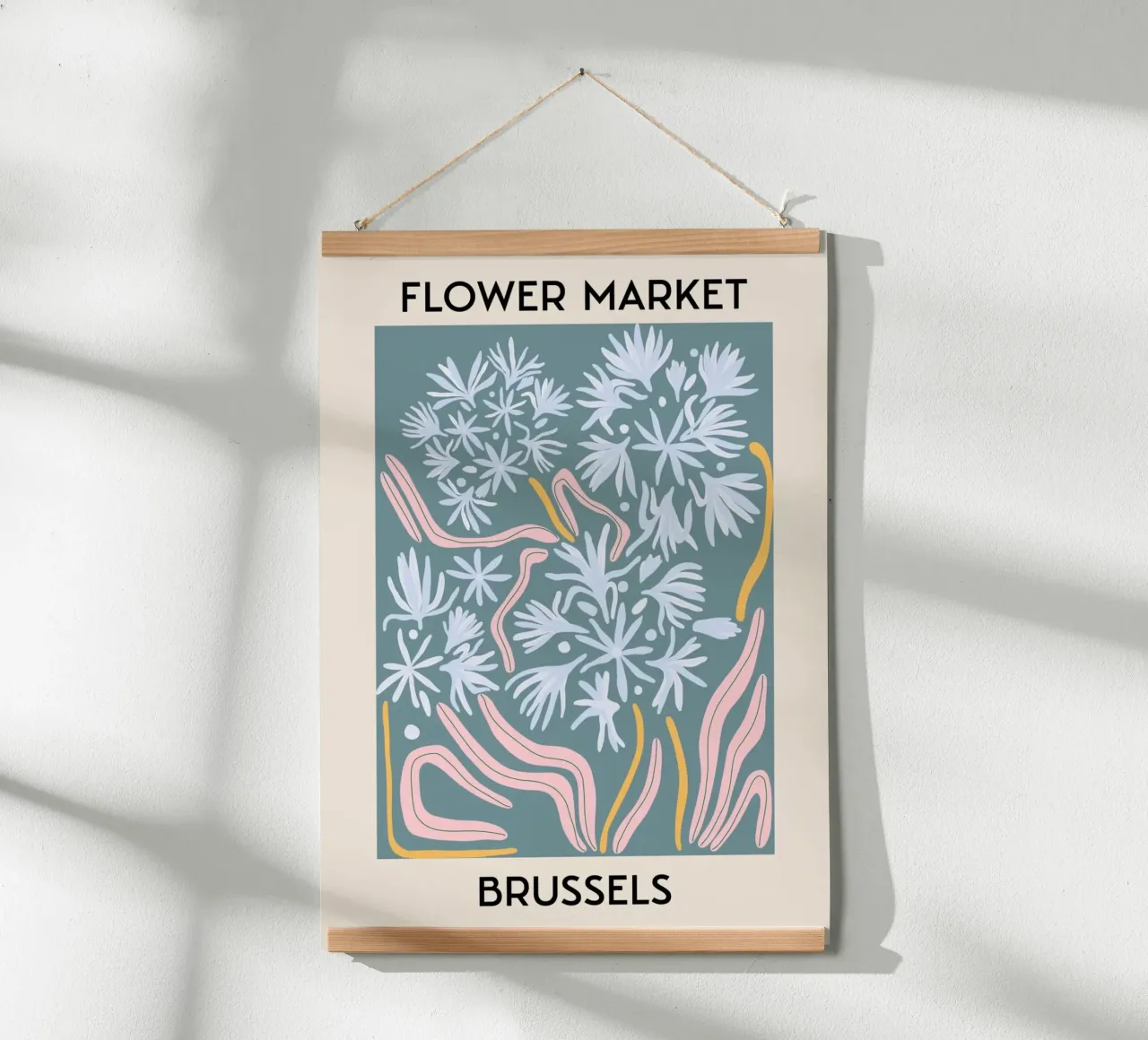 Mercato dei fiori di Bruxelles Stampa botanica astratta - Moderna poster con telaio in legno da homdeco