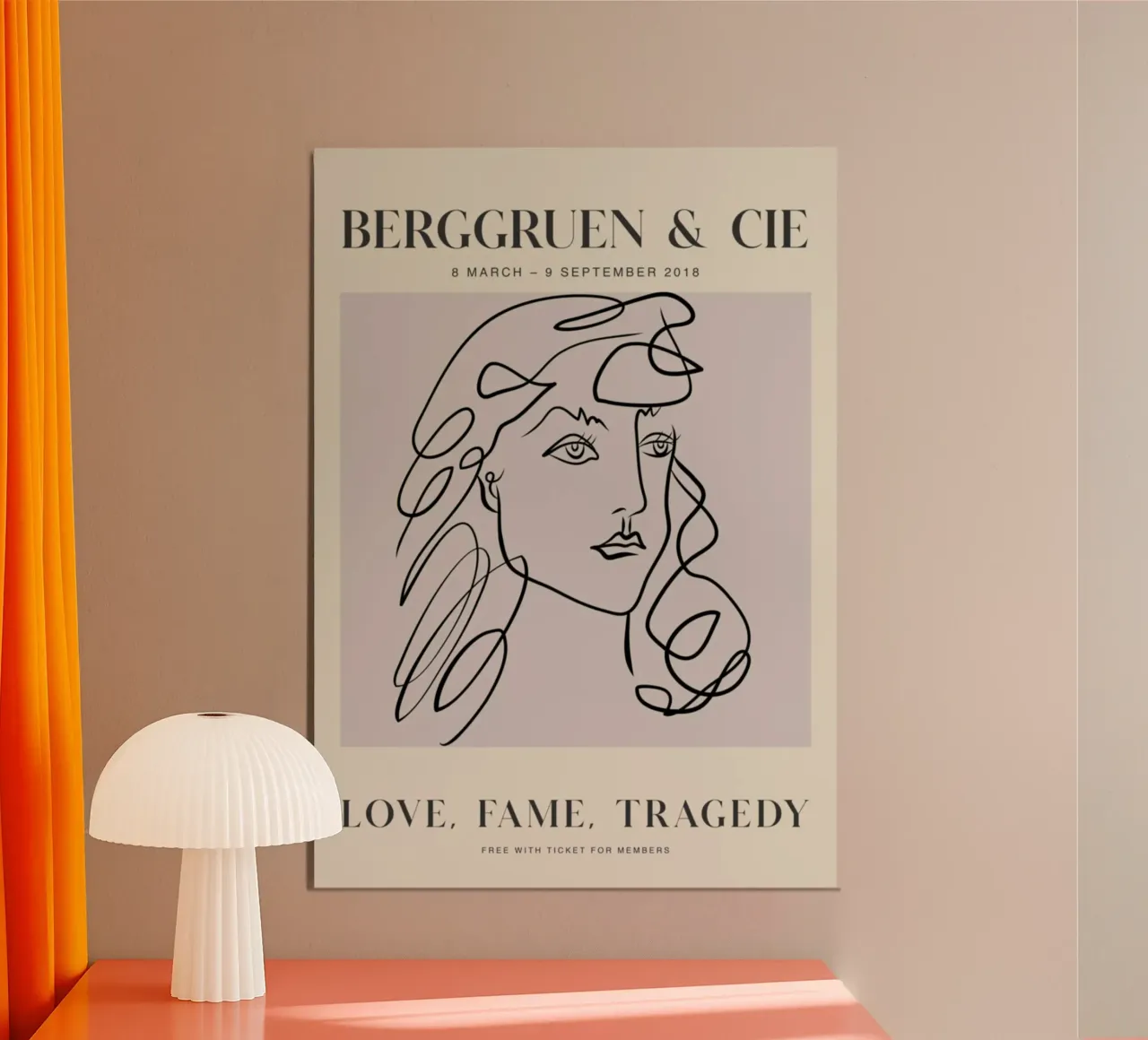 Modern Lijnkunst Vrouwenportret - Berggruen Tentoonstellingsprint poster van homdeco