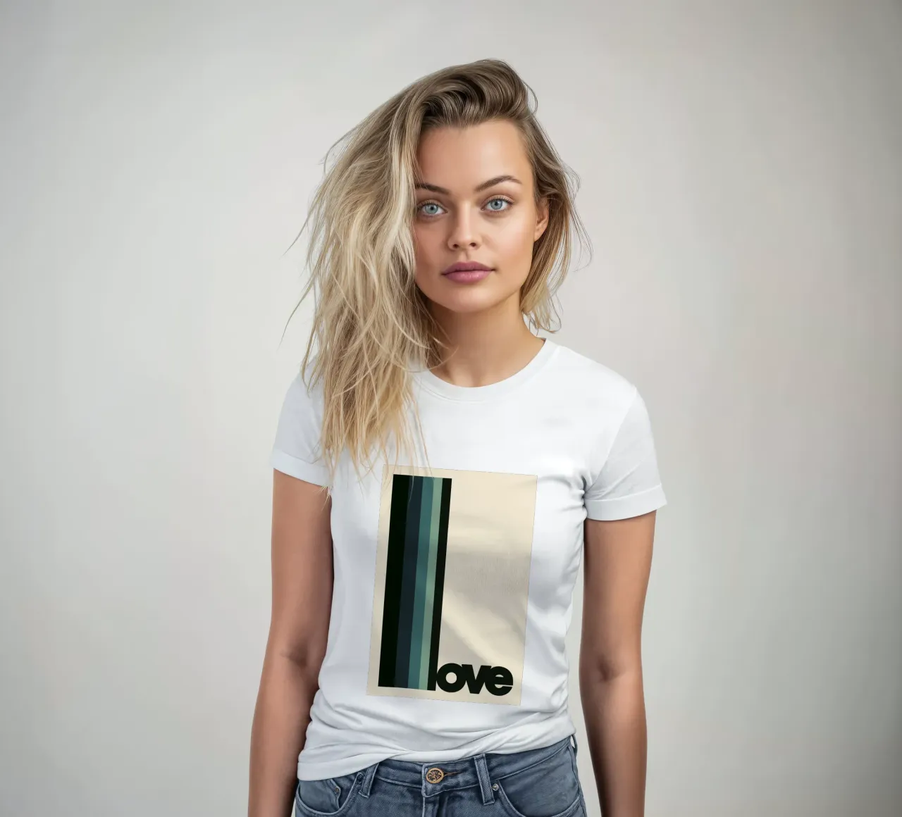 Modern LOVE Print – Graphic Design Wall Art women's fitted t-shirt by SMPLE