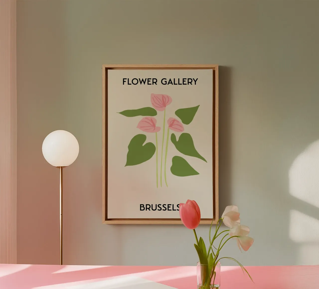 Brussels Flower Gallery Anthurium Print - Modern Botanisch canvas met Baklijst van homdeco