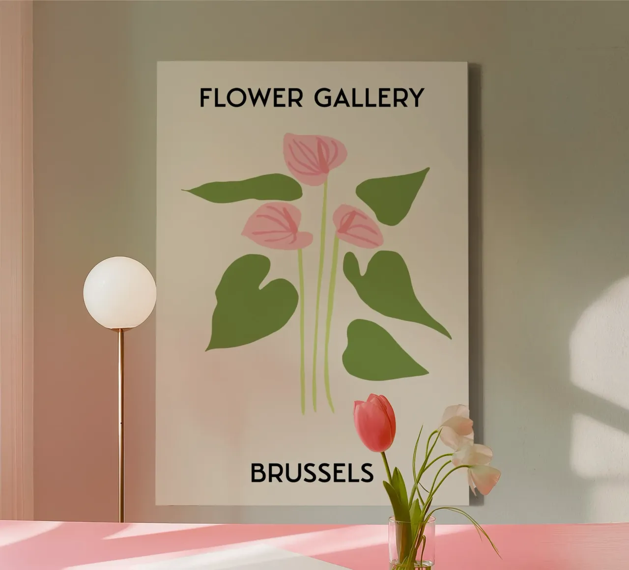 Brussels Flower Gallery Anthurium Print - Modern Botanisch canvas met Baklijst van homdeco