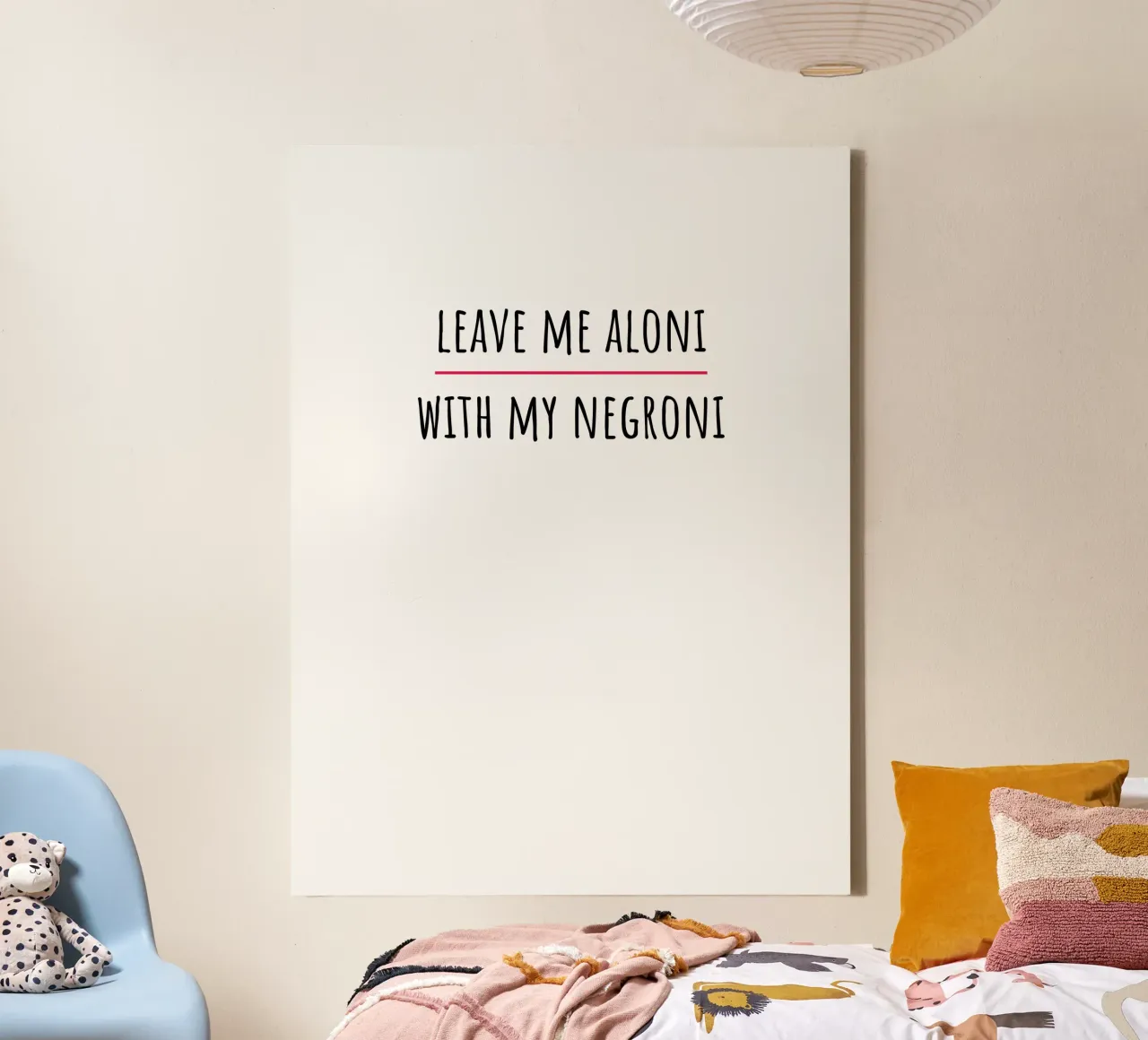 Leave me aloni with my negroni canvas met Baklijst van Alina