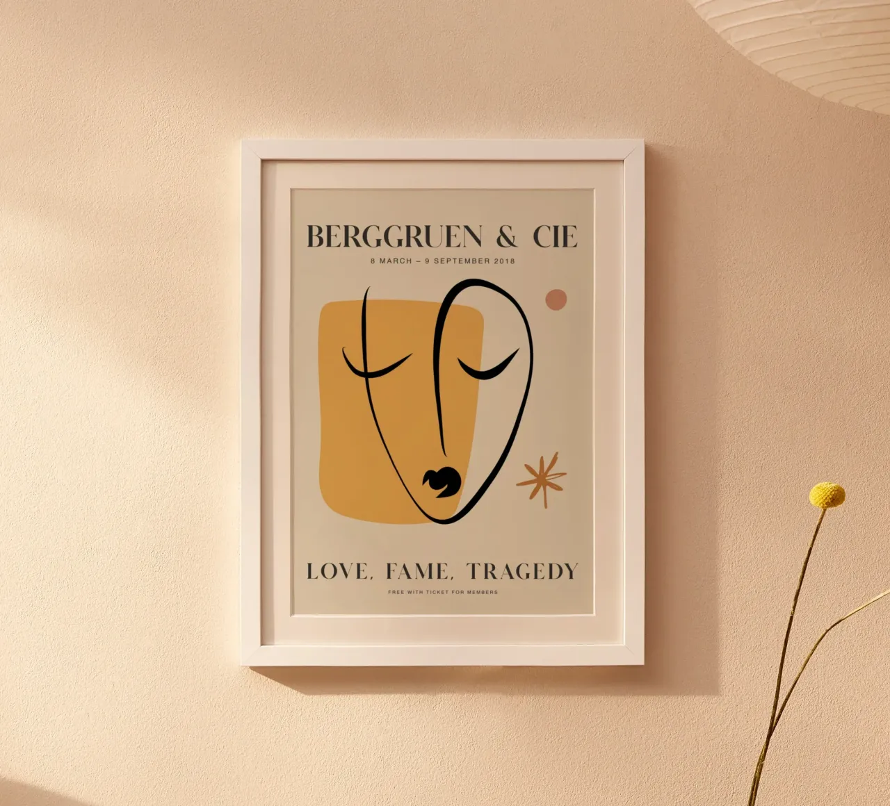 Abstract Face Line Art Berggruen Exhibition Print Poster von homdeco