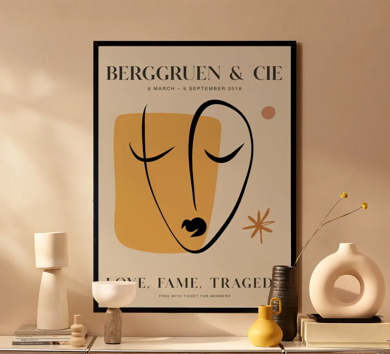 Abstract Face Line Art Berggruen Exhibition Print Poster von homdeco