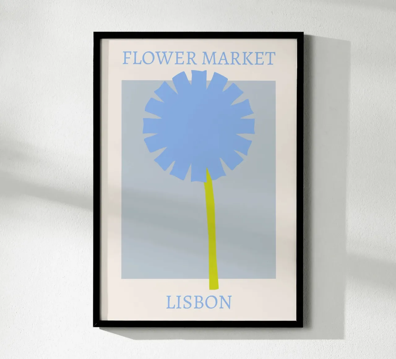 Stampa del dente di leone blu del mercato dei fiori di Lisbona - Minimalista poster da homdeco