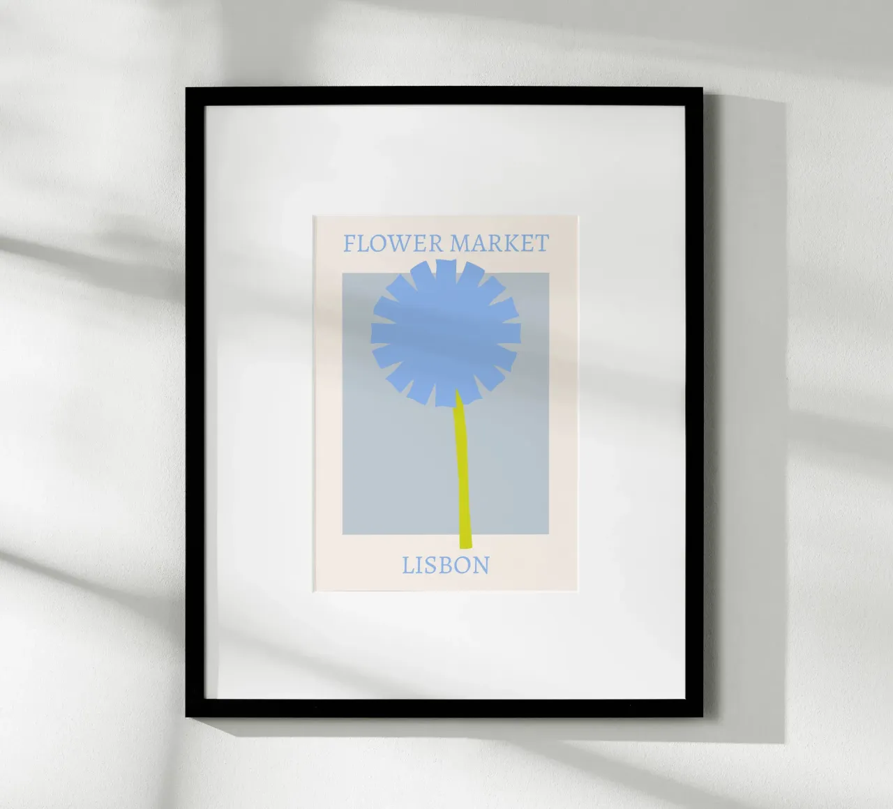 Stampa del dente di leone blu del mercato dei fiori di Lisbona - Minimalista poster da homdeco