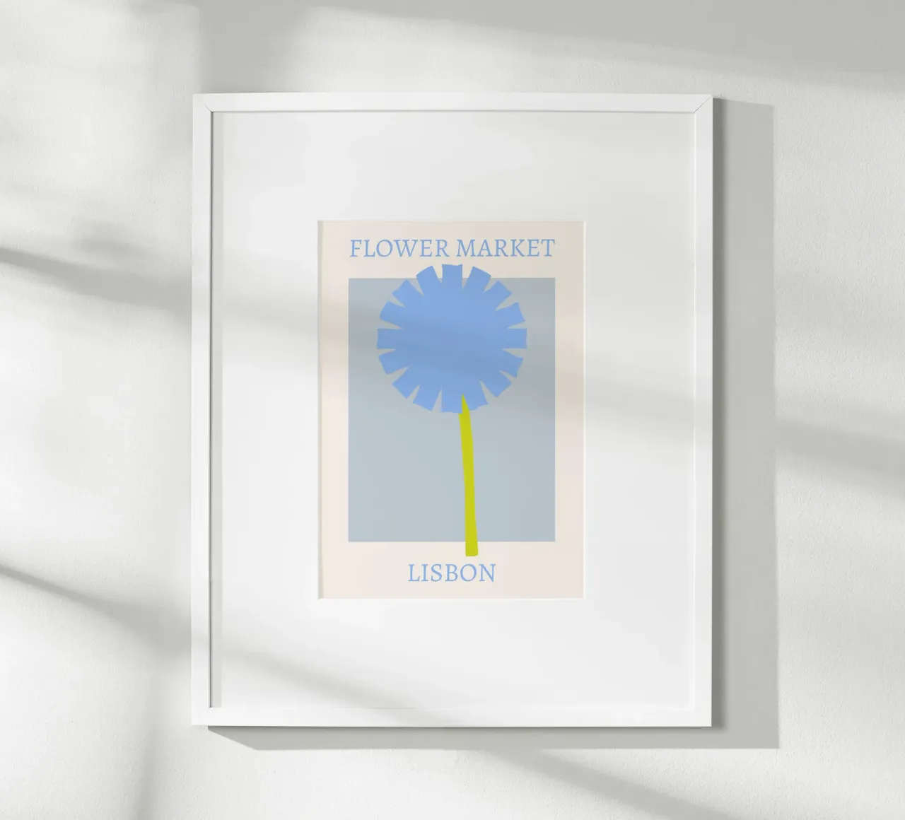Stampa del dente di leone blu del mercato dei fiori di Lisbona - Minimalista poster da homdeco