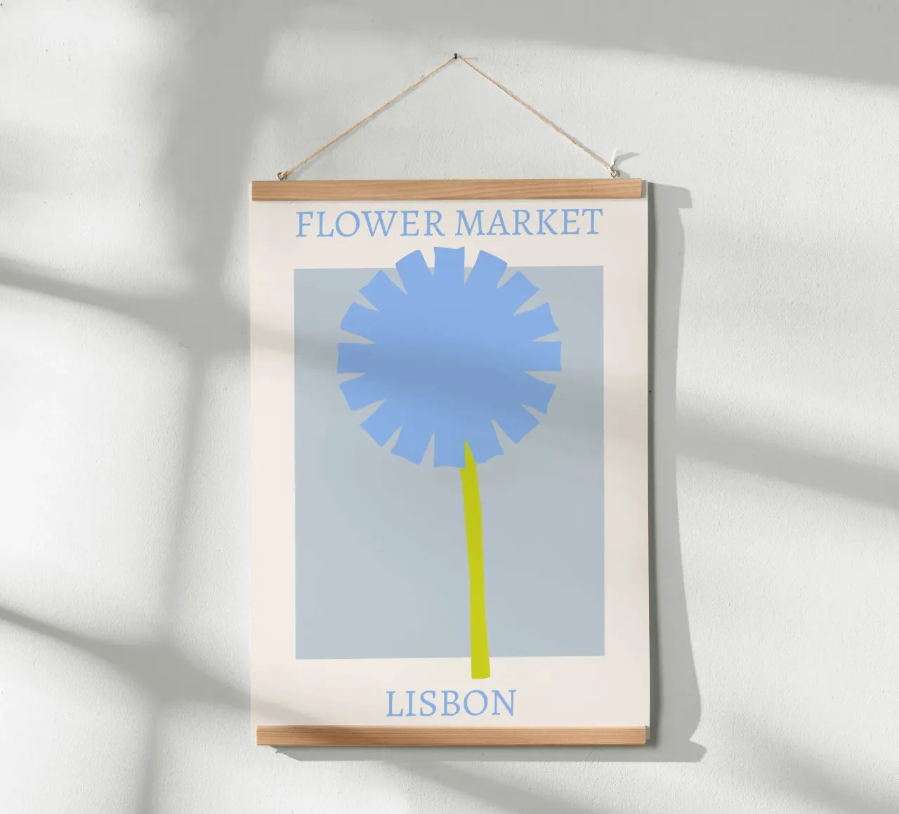 Stampa del dente di leone blu del mercato dei fiori di Lisbona - Minimalista poster da homdeco