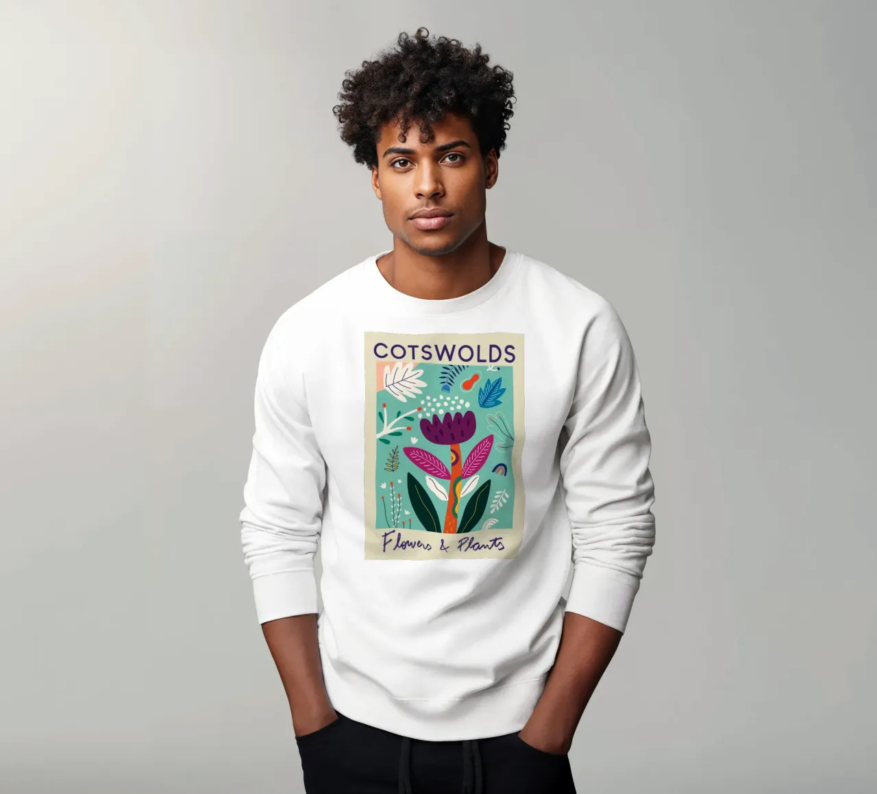 Cotswolds Flowers & Plants - Vibrant Abstract Garden sweatshirt by homdeco