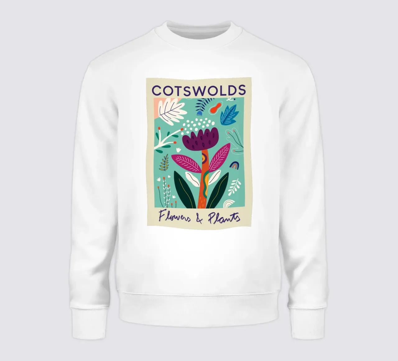 Cotswolds Flowers & Plants - Vibrant Abstract Garden sweatshirt by homdeco