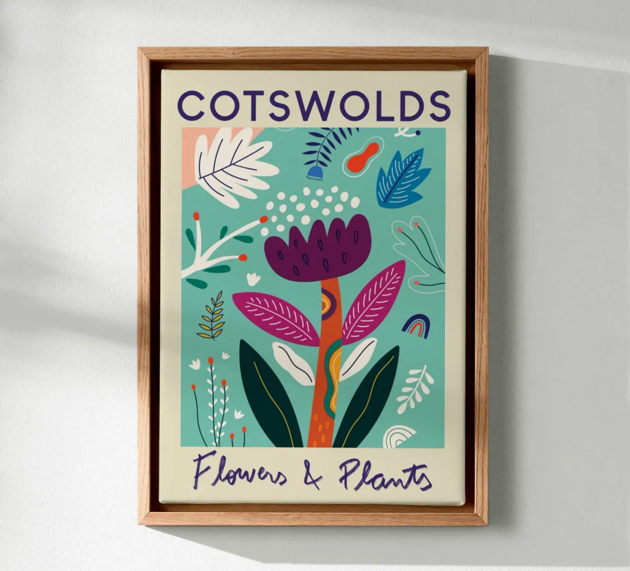 Cotswolds Flowers & Plants - Vibrant Abstract Garden canvas with Floater frame by homdeco