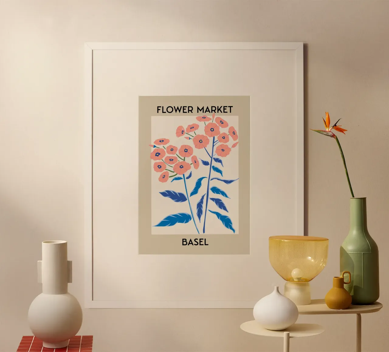 Mercado de flores de Basilea Impresión de Phlox melocotón - Arte Botánico poster de homdeco