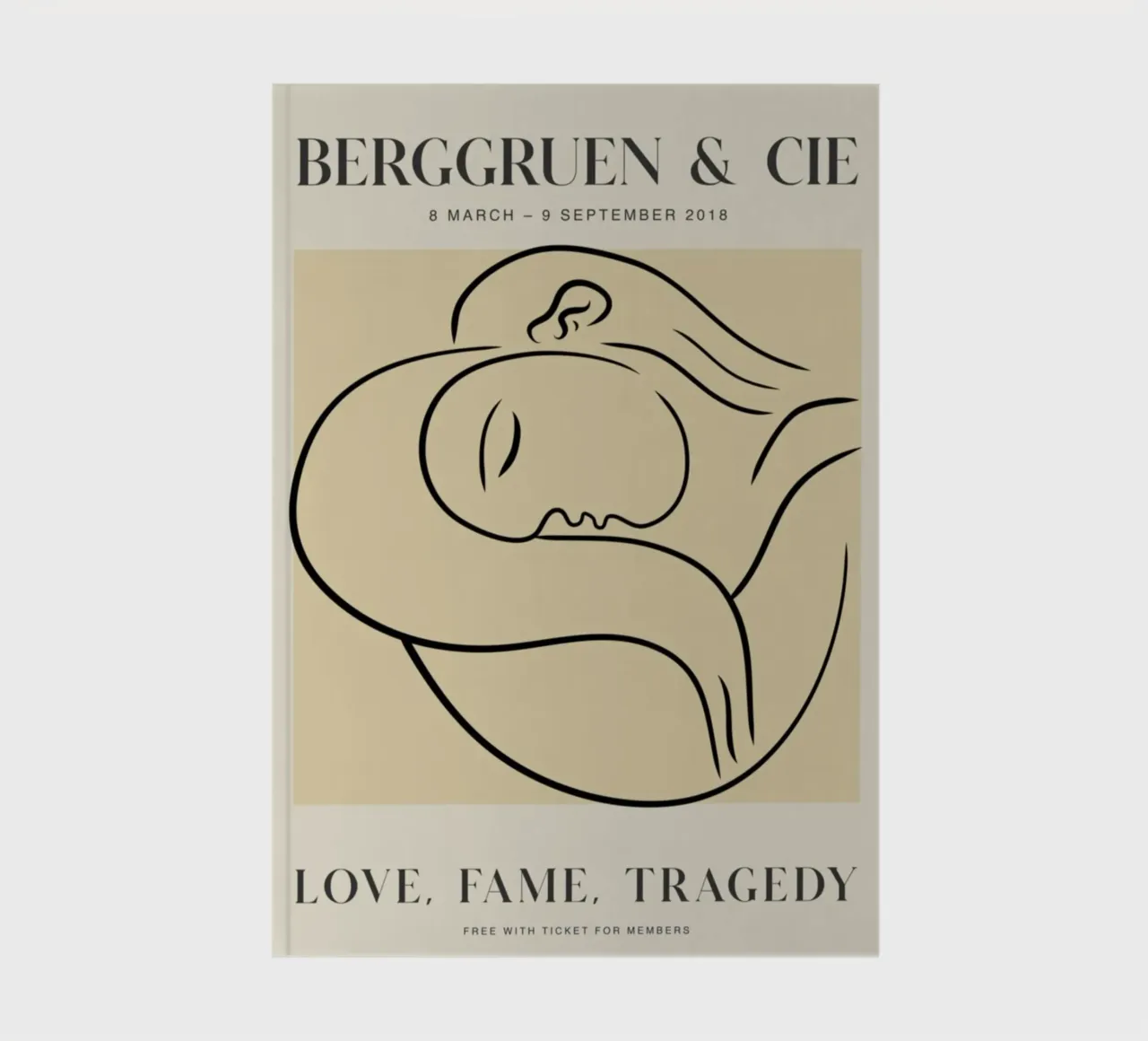 Modern Abstract Embrace Line Art Berggruen Print notebook by homdeco