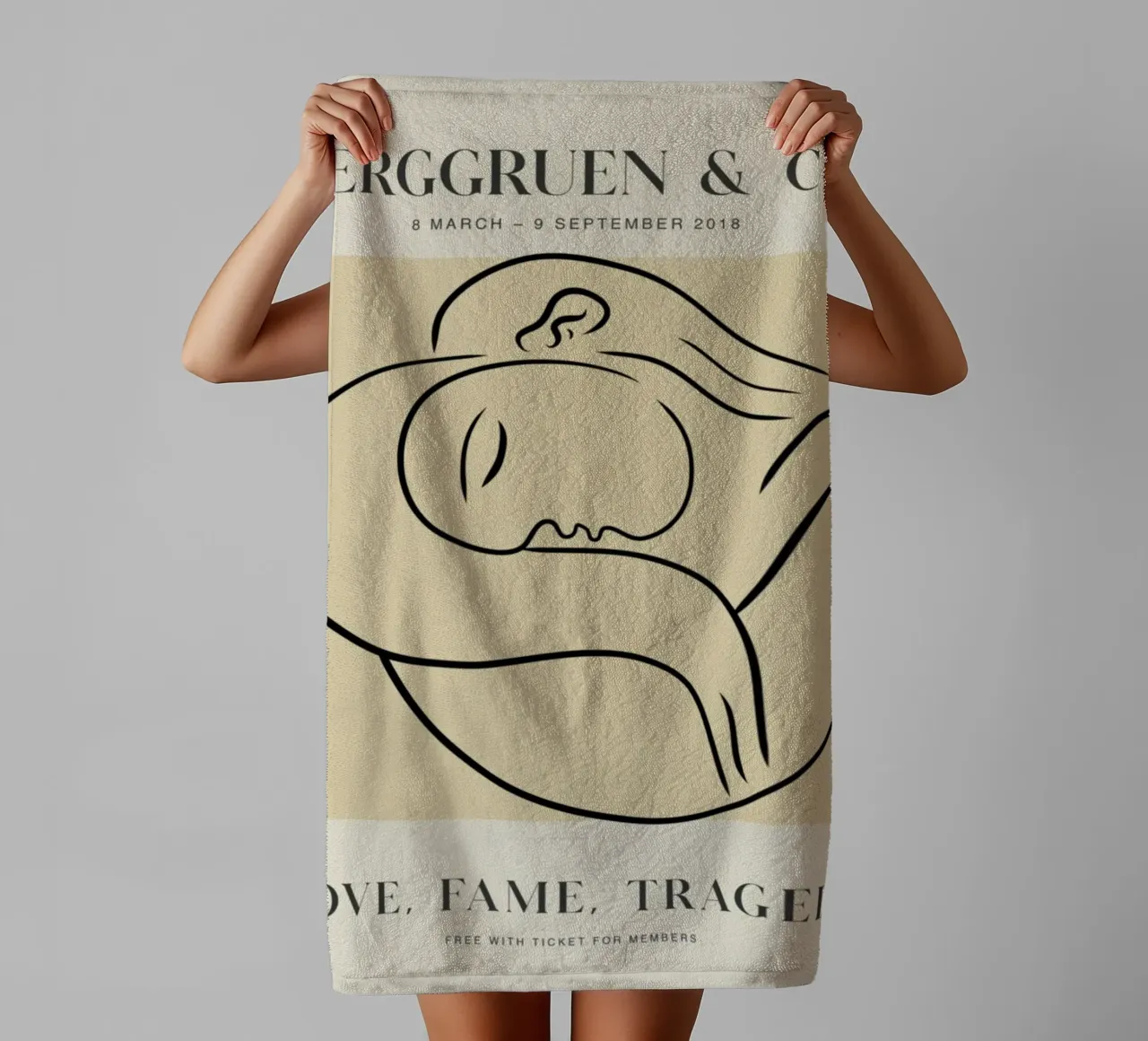 Modern Abstract Embrace Line Art Berggruen Print Handtuch von homdeco
