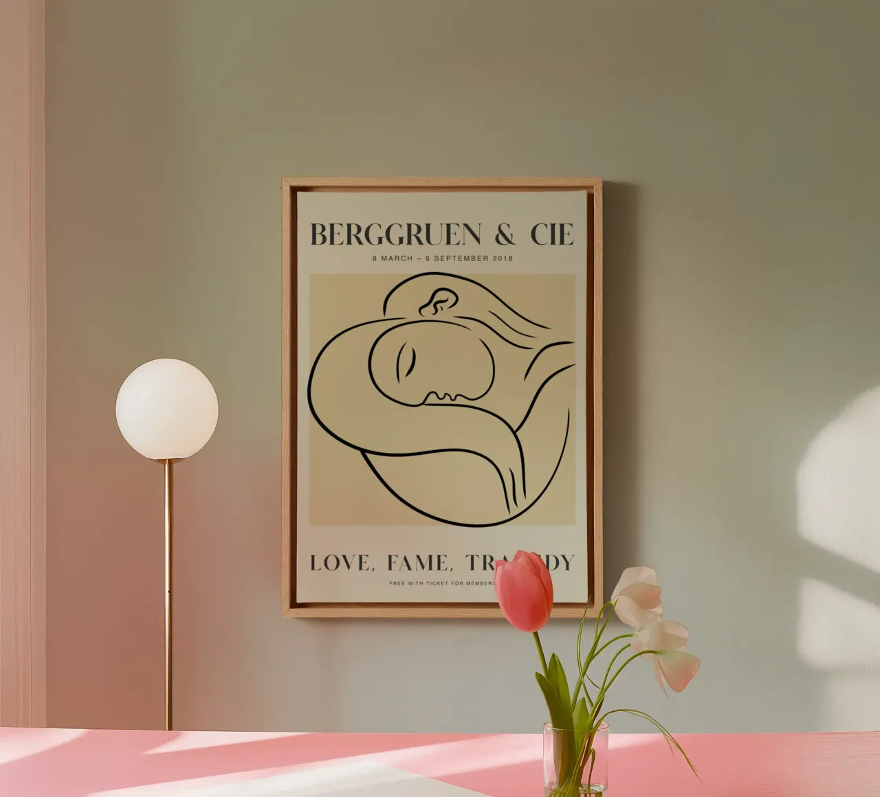 Moderne Abstracte Omhelzing Lijn Kunst Berggruen Print canvas met Baklijst van homdeco