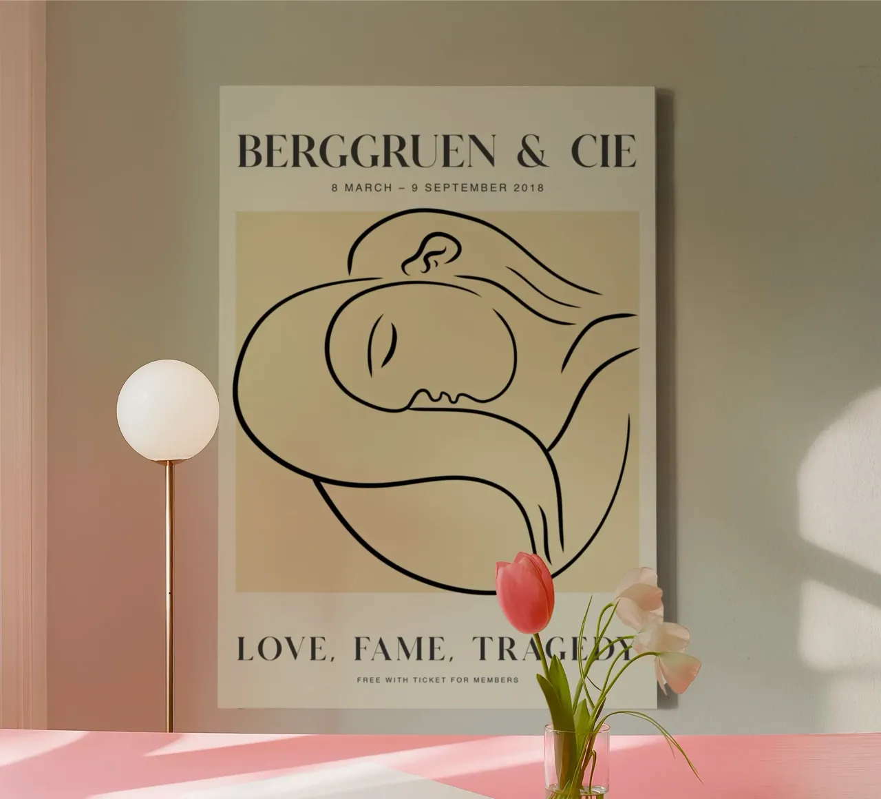 Moderne Abstracte Omhelzing Lijn Kunst Berggruen Print canvas met Baklijst van homdeco