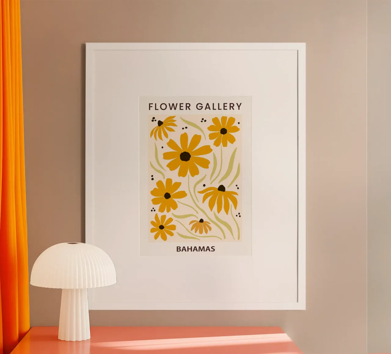 Galleria dei fiori di Bahamas Stampa di fiori di conifera arancione - Moderna poster da homdeco