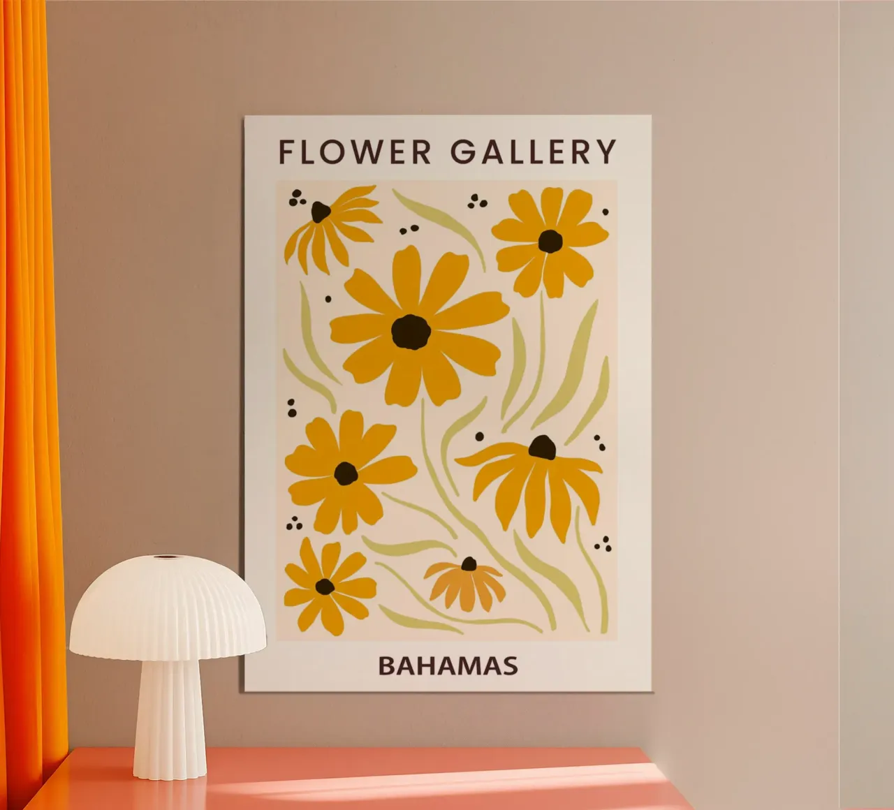 Galleria dei fiori di Bahamas Stampa di fiori di conifera arancione - Moderna poster da homdeco