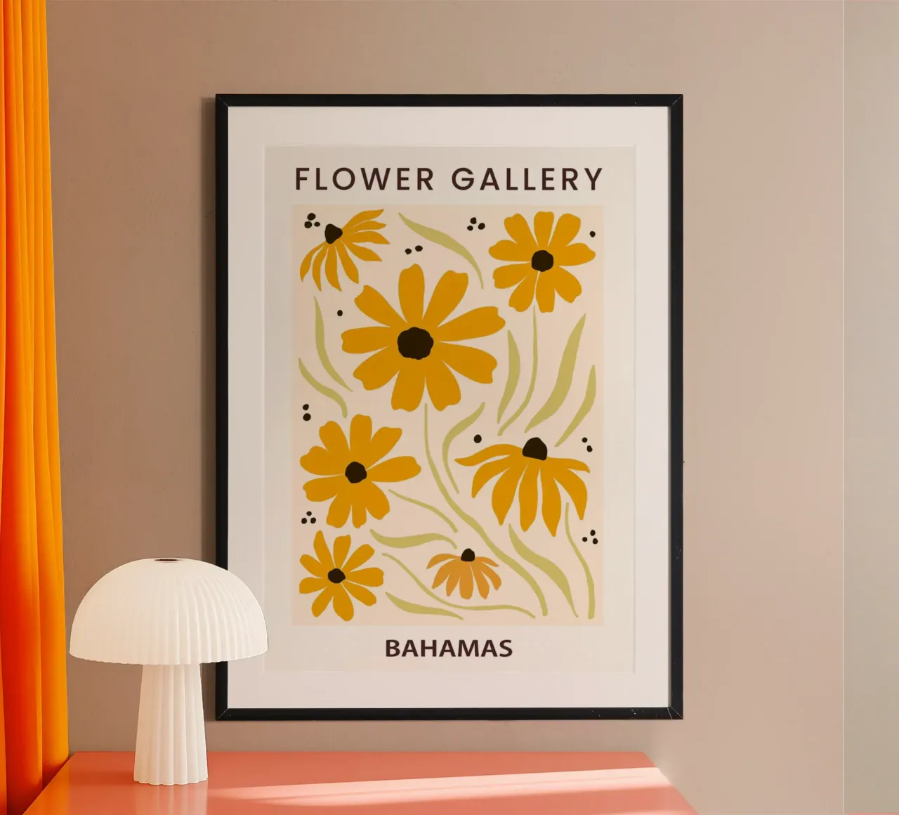 Galleria dei fiori di Bahamas Stampa di fiori di conifera arancione - Moderna poster da homdeco