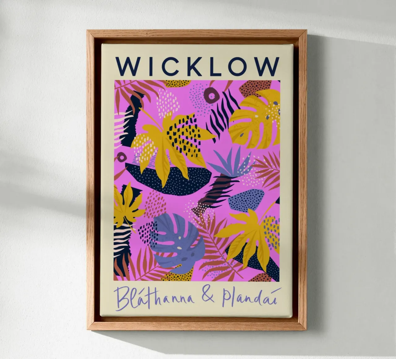 Wicklow Bláthanna & Plandaí - Levendig tropisch abstract canvas met Baklijst van homdeco